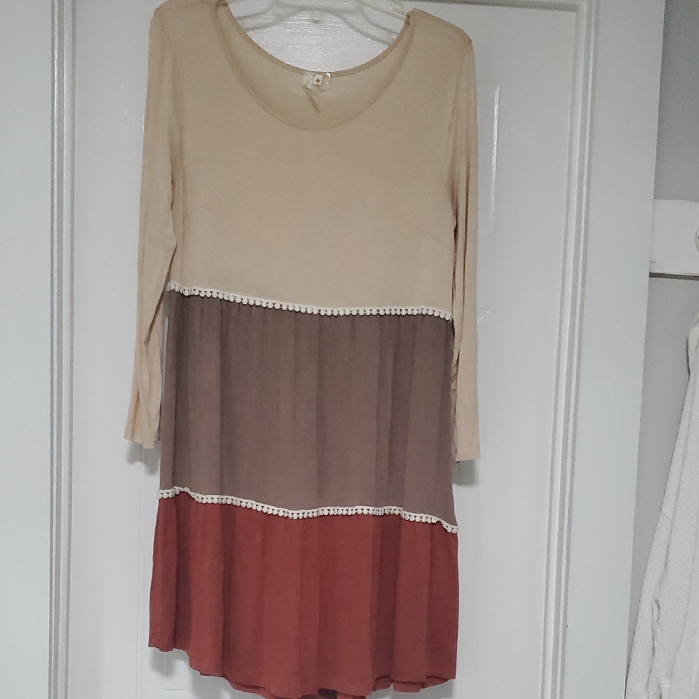 ANDREE BY UNIT Long Sleeve Color Block Dress